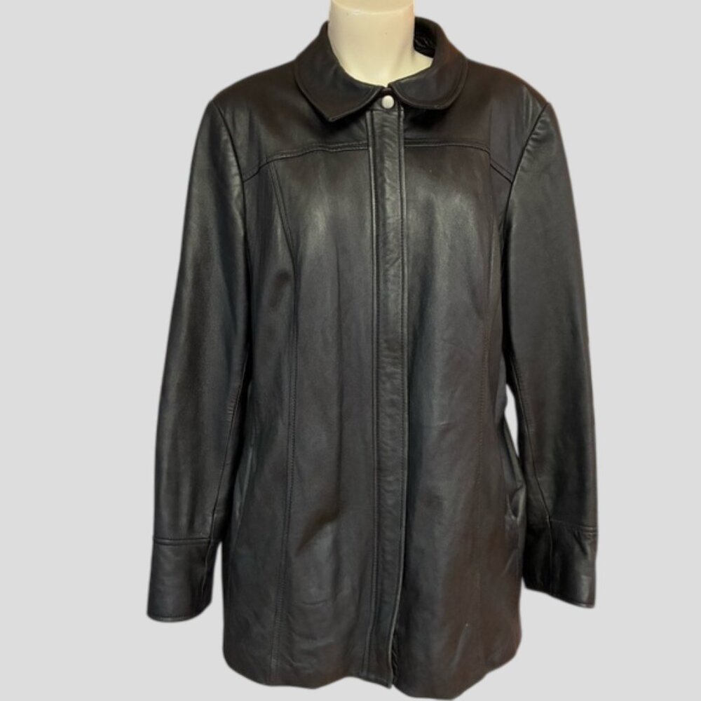 Danier Woman's Black Leather Jacket With Zip Out Liner